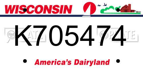 K705474 Wisconsin License Plate