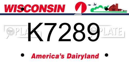 K7289 Wisconsin License Plate