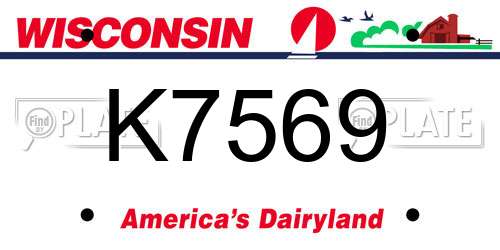K7569 Wisconsin License Plate