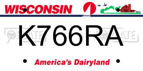 K766RA Wisconsin License Plate