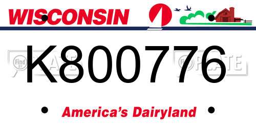K800776 Wisconsin License Plate