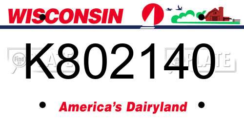 K802140 Wisconsin License Plate