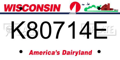 K80714E Wisconsin License Plate
