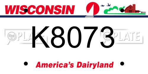 K8073 Wisconsin License Plate