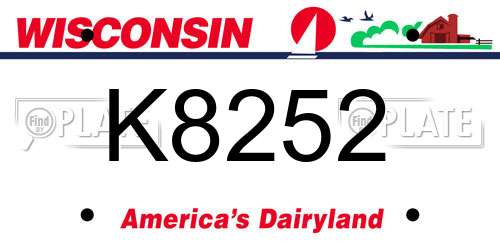 K8252 Wisconsin License Plate