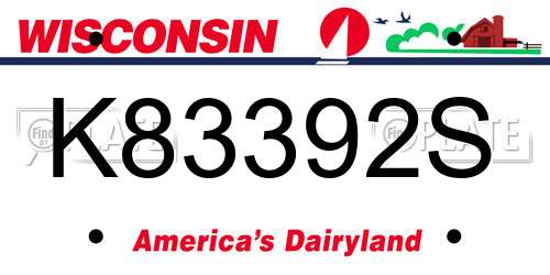 K83392S Wisconsin License Plate