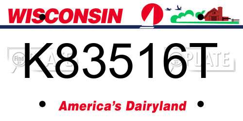 K83516T Wisconsin License Plate