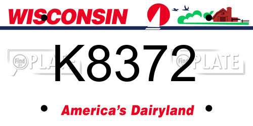 K8372 Wisconsin License Plate