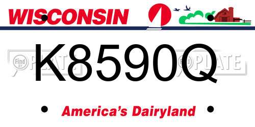 K8590Q Wisconsin License Plate
