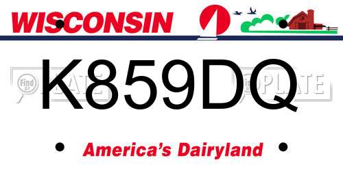 K859DQ Wisconsin License Plate