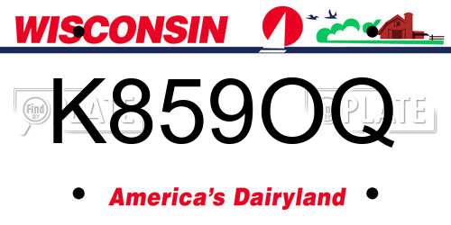 K859OQ Wisconsin License Plate