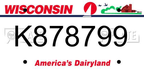 K878799 Wisconsin License Plate