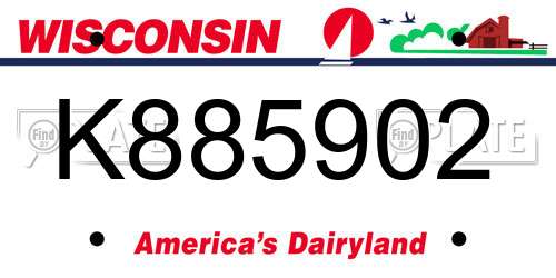 K885902 Wisconsin License Plate