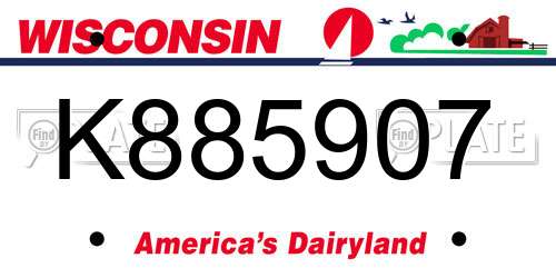 K885907 Wisconsin License Plate