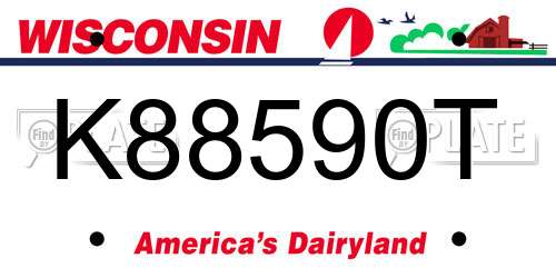 K88590T Wisconsin License Plate