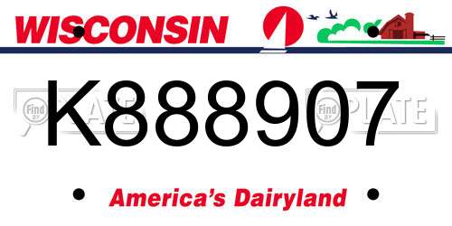 K888907 Wisconsin License Plate