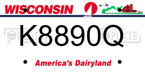 K8890Q Wisconsin License Plate
