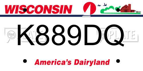 K889DQ Wisconsin License Plate