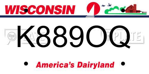 K889OQ Wisconsin License Plate