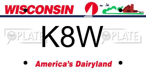 K8W Wisconsin License Plate