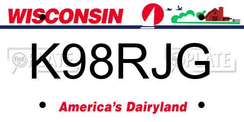 K98RJG Wisconsin License Plate