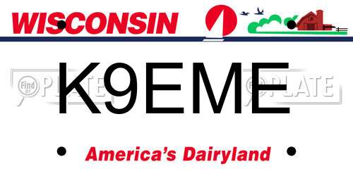 K9EME Wisconsin License Plate