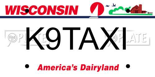 K9TAXI Wisconsin License Plate