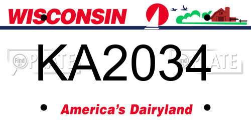 KA2034 Wisconsin License Plate