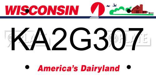 KA2G307 Wisconsin License Plate