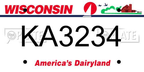 KA3234 Wisconsin License Plate
