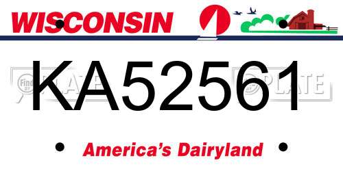 KA52561 Wisconsin License Plate