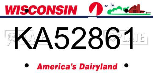 KA52861 Wisconsin License Plate