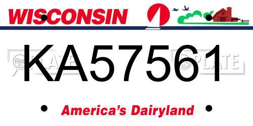 KA57561 Wisconsin License Plate