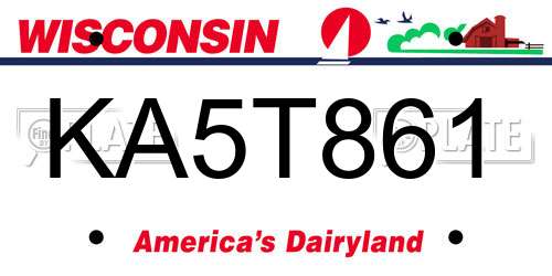 KA5T861 Wisconsin License Plate