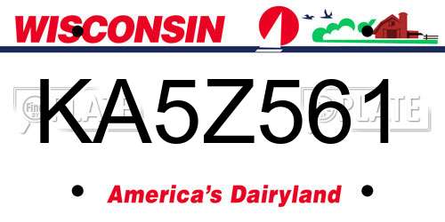 KA5Z561 Wisconsin License Plate