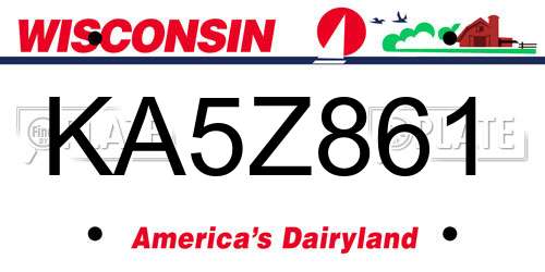 KA5Z861 Wisconsin License Plate