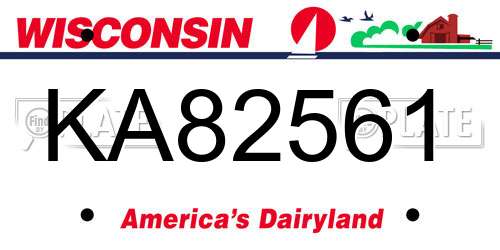 KA82561 Wisconsin License Plate