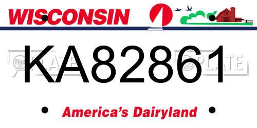 KA82861 Wisconsin License Plate