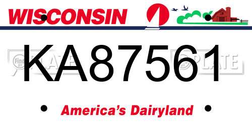 KA87561 Wisconsin License Plate