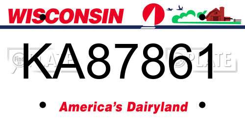 KA87861 Wisconsin License Plate