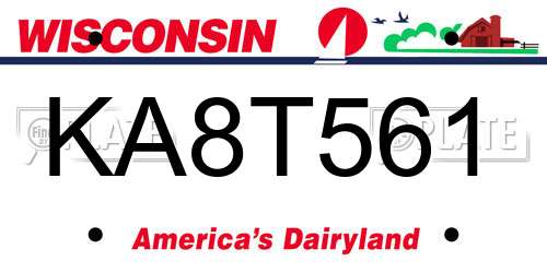 KA8T561 Wisconsin License Plate