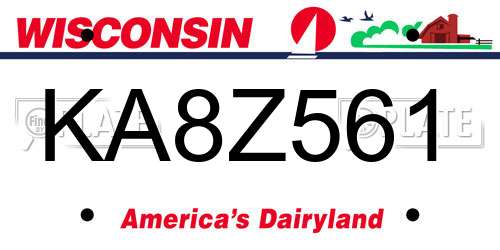 KA8Z561 Wisconsin License Plate