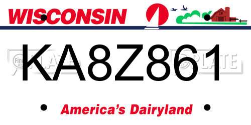 KA8Z861 Wisconsin License Plate