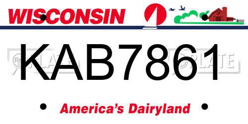 KAB7861 Wisconsin License Plate