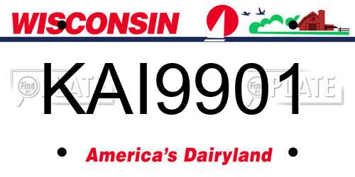 KAI9901 Wisconsin License Plate