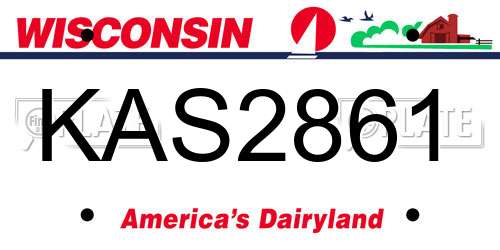 KAS2861 Wisconsin License Plate