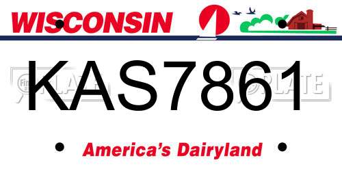 KAS7861 Wisconsin License Plate