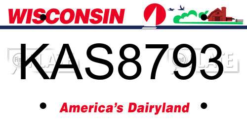 KAS8793 Wisconsin License Plate