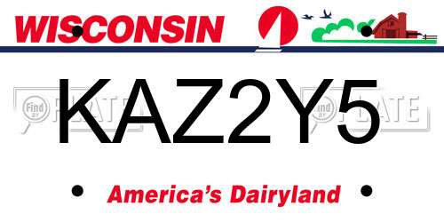 KAZ2Y5 Wisconsin License Plate