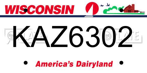 KAZ6302 Wisconsin License Plate